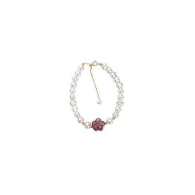 Petal Strawberry Crystal Adjustable Bracelet Freshwater Pearl Beaded Bracelet detail 5