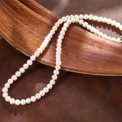 Natural Freshwater Pearl Bead Chain Necklace 925 Sterling Silver detail 1