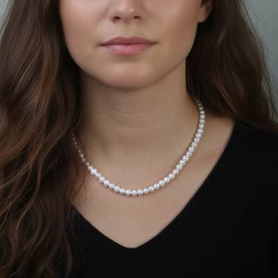 Natural Freshwater Pearl Bead Chain Necklace 925 Sterling Silver detail 3