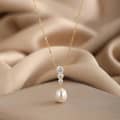 Elegant 925 Silver 9-10mm Natural Freshwater Pearl Pendant Necklace 1