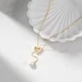 Stretchable Chain Pearl Heart Hollow Out Zircon Necklace 925 Sterling Silver Pearl Pendant 1