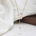 Stretchable Chain Pearl Heart Hollow Out Zircon Necklace 925 Sterling Silver Pearl Pendant 2