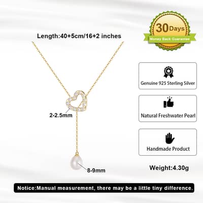 Stretchable Chain Pearl Heart Hollow Out Zircon Necklace 925 Sterling Silver Pearl Pendant detail 5