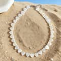 Trendy White Love Heart Shell Beaded Silver Plated Choker Necklace 1