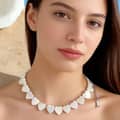 Trendy White Love Heart Shell Beaded Silver Plated Choker Necklace 2