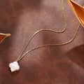Minimalist Baroque Four-leaf Clover Pearl Pendant Necklace, 925 Sterling Silver 1