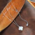 Minimalist Baroque Four-leaf Clover Pearl Pendant Necklace, 925 Sterling Silver 4