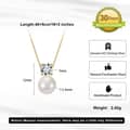 Zircon & 7.5-8mm Freshwater Pearl Pendant Necklace, S925 Silver 5
