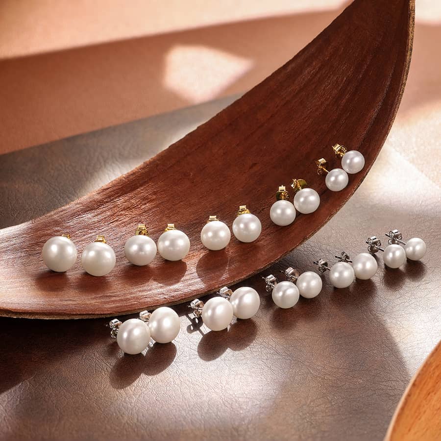 Natural Freshwater Pearl Stud Earrings 925 Sterling Silver 7.5-12mm - main