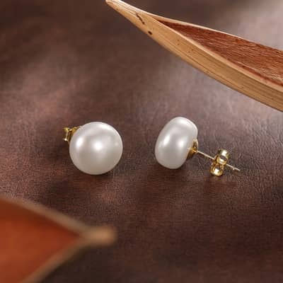 Natural Freshwater Pearl Stud Earrings 925 Sterling Silver 7.5-12mm detail 2