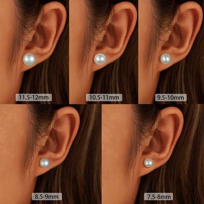 Natural Freshwater Pearl Stud Earrings 925 Sterling Silver 7.5-12mm detail 3