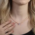 Pink Cultured Freshwater Pearl Bead Choker Necklace with Zircon Pendant 3