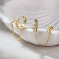 925 Sterling Silver Cultured Freshwater Pearl Huggie Hoop Chain Stud Earrings 1