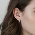 925 Sterling Silver Cultured Freshwater Pearl Huggie Hoop Chain Stud Earrings 3