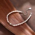 925 Sterling Silver Cultured Freshwater Pearl Heart Shape Beaded Bracelet 2