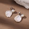 Simple Design S925 Silver Irregular Baroque Freshwater Cultured Pearl Earrings 1