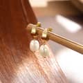 925 Sterling Silver Cultured Freshwater Pearl Drop Earrings 14K Gold Plated 1