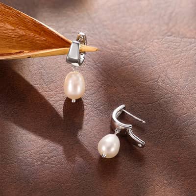 925 Sterling Silver Cultured Freshwater Pearl Drop Earrings 14K Gold Plated detail 4