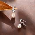 925 Sterling Silver Cultured Freshwater Pearl Drop Earrings 14K Gold Plated 4