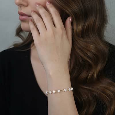 Adjustable Cultured Freshwater Pearl 925 Sterling Silver Bead Bracelet detail 3