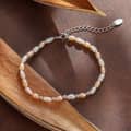 Elegant White Pink Mixed Color Pearl Bracelet, 925 Silver Baroque Freshwater Pearl 1