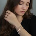 925 Sterling Silver Half Paperclip Chain Half Bead Bracelet with Cultured Freshwater Pearl 4