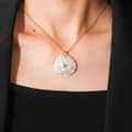 Design Natural Gemstone Shell and Zircon Flower and Leaf 18K Gold Plated Pendant Necklace for Weddings Parties 5