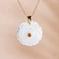Design Natural Gemstone Shell and Zircon Flower and Leaf 18K Gold Plated Pendant Necklace for Weddings Parties 6