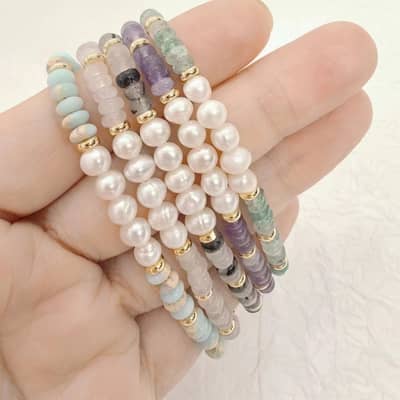 High-End Summer Colored Abacus Beads Natural Stone Bracelets Cultured Freshwater Pearl Bracelets detail 1