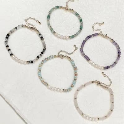 High-End Summer Colored Abacus Beads Natural Stone Bracelets Cultured Freshwater Pearl Bracelets detail 3
