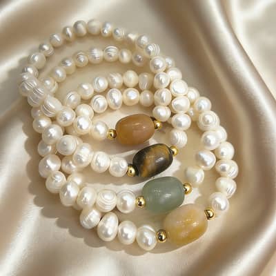 Hetian Jade Agate Bracelet Freshwater Pearl Elegant Ethnic Style Bracelet National Style Jewelry detail 1