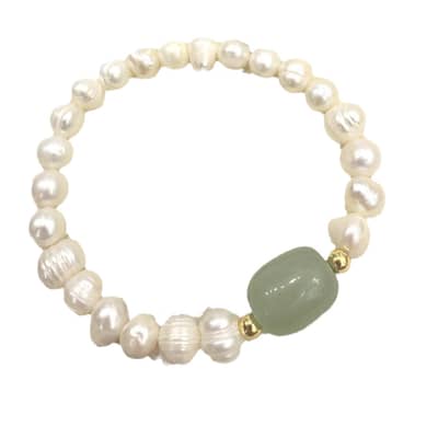 Hetian Jade Agate Bracelet Freshwater Pearl Elegant Ethnic Style Bracelet National Style Jewelry detail 6