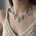 Summer Beach Gold Shell Bowknot Heart Necklace Simple Fashion Sealife Pearl Holiday Jewelry Set 1
