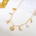 Summer Beach Gold Shell Bowknot Heart Necklace Simple Fashion Sealife Pearl Holiday Jewelry Set 5