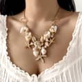 Summer Beach Starfish and Conch Jewelry Pearl Necklace Exaggerated Beach Vacation Style Shell Necklace 3