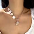 Trendy Bohemian Starfish Shell Pendant Necklace Elegant Versatile Jewelry Beach Conch Necklace 4