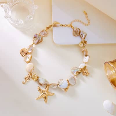 Trendy Bohemian Starfish Shell Pendant Necklace Elegant Versatile Jewelry Beach Conch Necklace detail 6