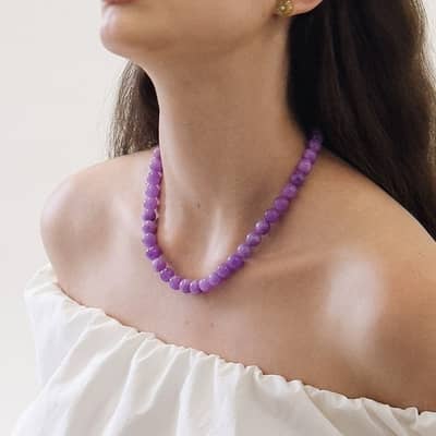 French Lavender Amethyst Necklace Gradient Elegant Retro Purple Jade Necklace detail 1