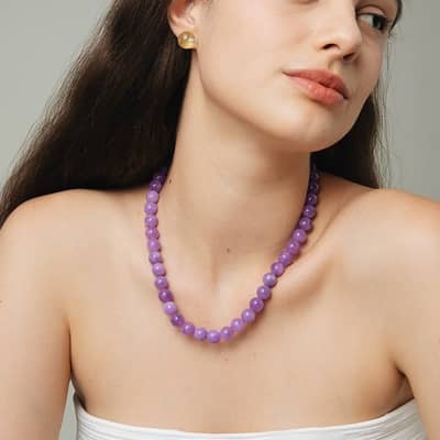 French Lavender Amethyst Necklace Gradient Elegant Retro Purple Jade Necklace detail 3