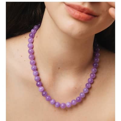 French Lavender Amethyst Necklace Gradient Elegant Retro Purple Jade Necklace detail 4