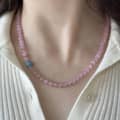Sweet Cool Natural Stone Necklace Agate Opal Beaded Chinese Style Light Luxury Clavicle Chain 1