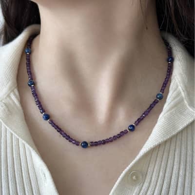 Sweet Cool Natural Stone Necklace Agate Opal Beaded Chinese Style Light Luxury Clavicle Chain detail 4