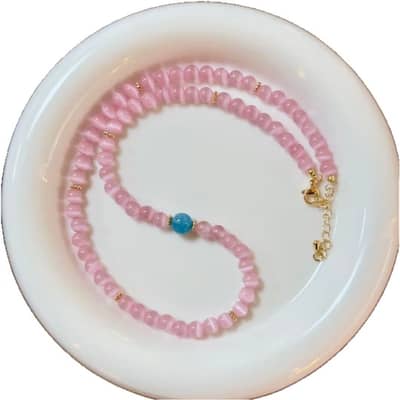 Sweet Cool Natural Stone Necklace Agate Opal Beaded Chinese Style Light Luxury Clavicle Chain detail 5
