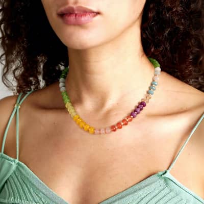Summer Natural Stone Necklace Handmade Beaded Clavicle Chain Fashion Jewelry All-match detail 2