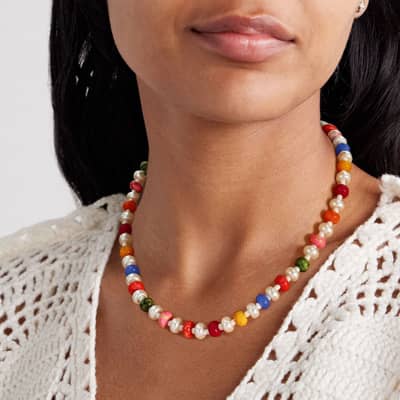 Summer Natural Stone Necklace Handmade Beaded Clavicle Chain Fashion Jewelry All-match detail 3