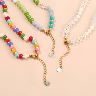 Summer Natural Stone Necklace Handmade Beaded Clavicle Chain Fashion Jewelry All-match detail 4