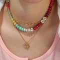 Colorful Pastel Rainbow Beaded Necklace Flower Beaded Necklace Summer Beach Jewelry 2
