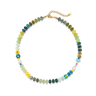 Colorful Pastel Rainbow Beaded Necklace Flower Beaded Necklace Summer Beach Jewelry detail 5