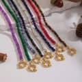 Retro Palace Style Natural Stone Beaded Necklace Stainless Steel Waterproof Sailor Buckle Pendant Non-fading 1