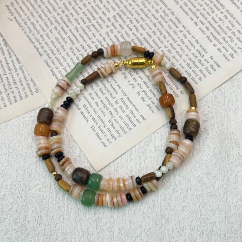 Natural Freshwater Pearl Necklace Bamboo Natural Stone Beaded Jewelry - main